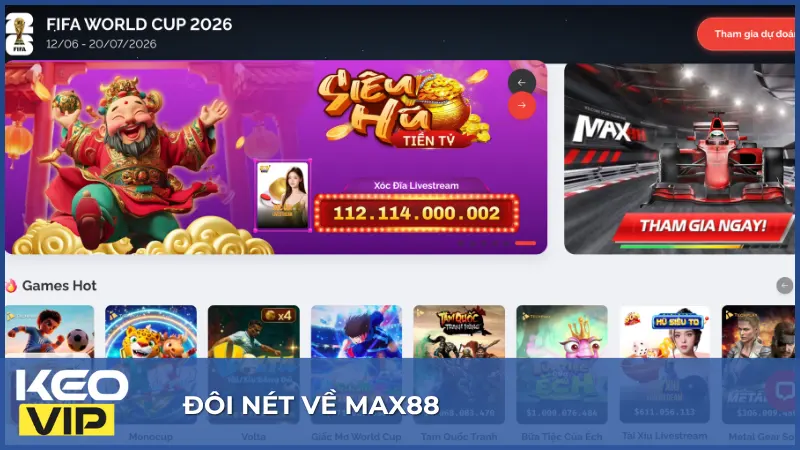 Max88 cung cấp đa dạng sản phẩm giải trí trực tuyến với giao diện hiện đại và nhiều thị trường cá cược